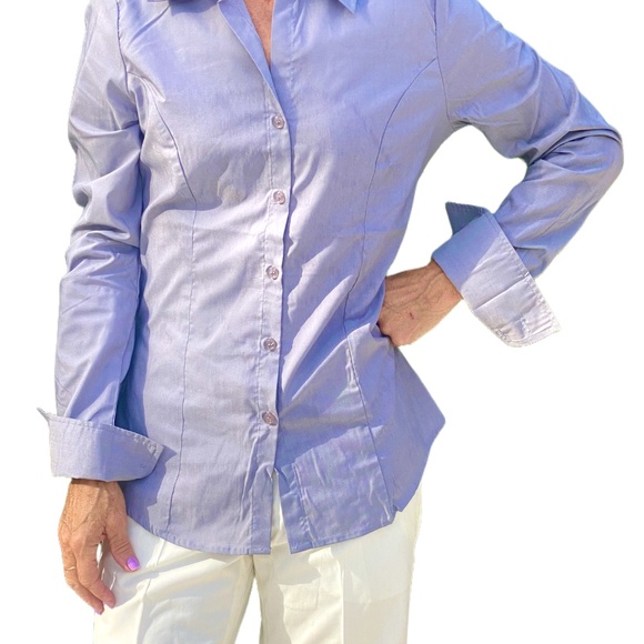 Rosa York Professional Attire Blue Button Down Top - Picture 1 of 7